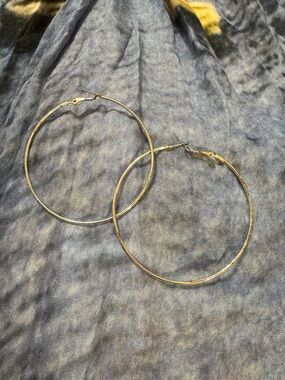 Silver tone Hoop Earrings - Elegant Thin Large Hoops